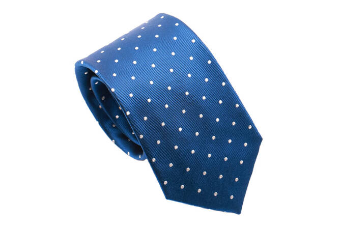 PATINE Tie 18 POLKA-DOT Bleu Petrol HAND FINISHED - Jedwabny krawat w kropki