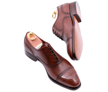 TLB MALLORCA Half Brogues NEWMAN 555 F Brown - brązowe brogsy męskie