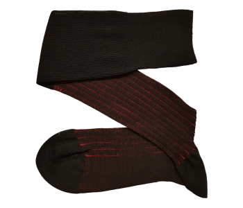 VICCEL / CELCHUK Knee Socks Shadow Stripe Black / Red - Czarne podkolanówki z czerwonymi wydzieleniami