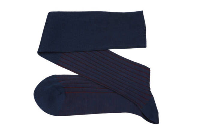 VICCEL / CELCHUK Knee Socks Shadow Dark Navy / Blue Burgundy - Granatowe podkolanówki z burgundowymi wydzieleniami