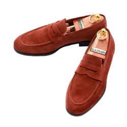 Brązowe zamszowe loafersy męskie. Brązowe eleganckie mokasyny męskie, na gumowej podeszwie 111 