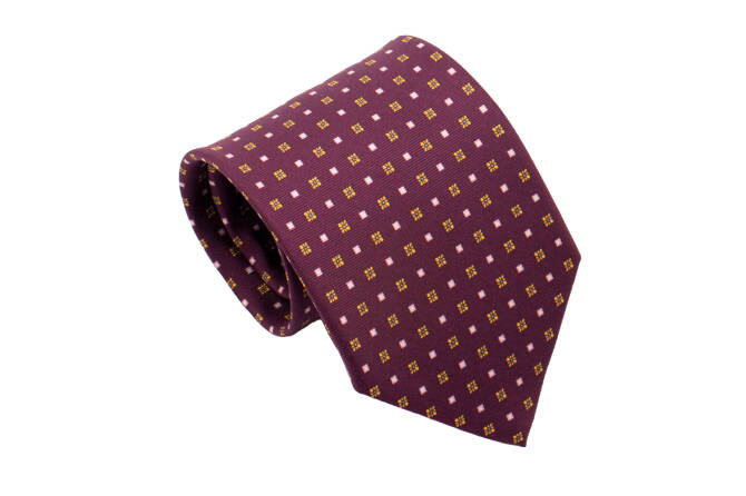 PATINE Tie Printed Silk SQUARE 1 Lavande HAND MADE - Krawat z drukowanego jedwabiu