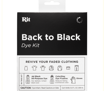 RIT Back to BLACK Dye Kit 2x 8oz + Gloves JET BLACK - GŁĘBOKO CZARNY zestaw do farbowania tkanin