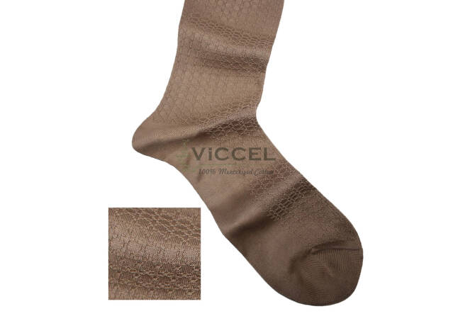 VICCEL / CELCHUK Socks Star Textured Tan - Jasno brązowe luksusowe skarpety z teksturą