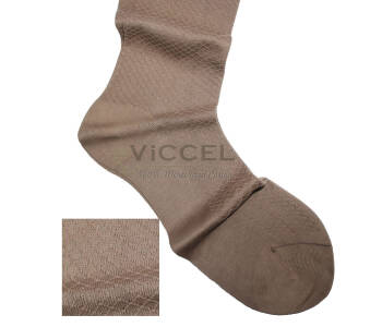 VICCEL / CELCHUK Socks Fish Skin Textured Tan - Jasno brązowe eleganckie skarpety z teksturą