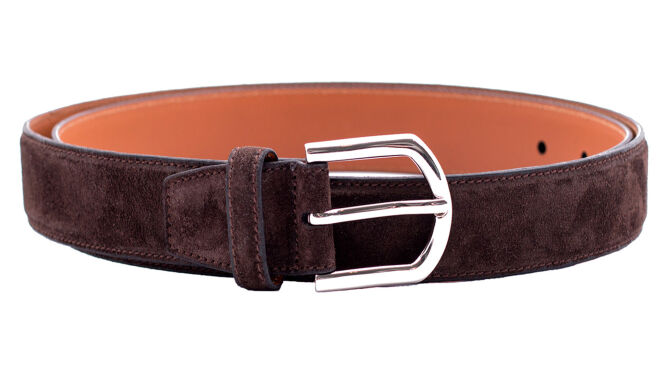 PATINE Belt 303PEP Suede Brown - Brązowy zamszowy pasek do spodni