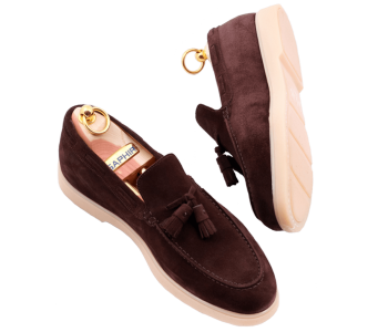 TLB MALLORCA COMFORT Tassel Loafers 2010 Suede MARRON - brązowe zamszowe loafersy