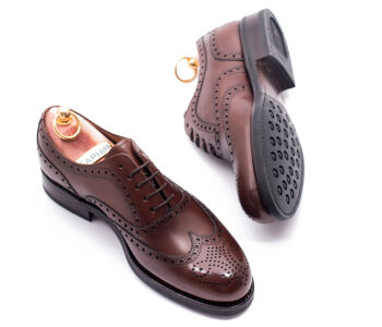 YANKO Full Brogues Wing Tip 664Y G Brown - brązowe brogsy męskie