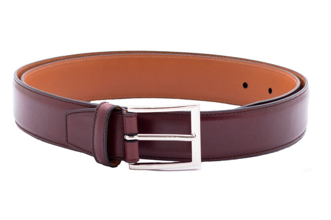 TLB MALLORCA Belt 302BUR - Bordowy skórzany pasek do spodni