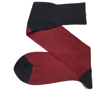 VICCEL / CELCHUK Knee Socks Birdseye Black / Red - Czarno czerwone podkolanówki męskie