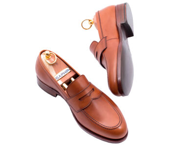 PATINE Penny Loafers 77040 F Light Brown - jasno brązowe loafersy męskie