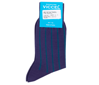 VICCEL / CELCHUK Socks Shadow Stripe Purple / Petrolium - Cienkie skarpety męskie