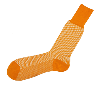 VICCEL / CELCHUK Socks Houndstooth Orange / White - Pomarańczowo białe skarpety