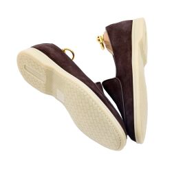 Komfortowe na lato loafersy Yanko zamszowe w ciemnobrązowym kolorze kopycie sommelier