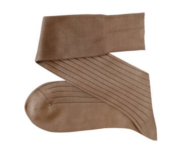 VICCEL Knee Socks Solid Tan Cotton