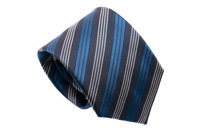 PATINE Tie 21 Bleu Petrol / Bleu Marine / Argent HAND FINISHED - Jedwabny krawat
