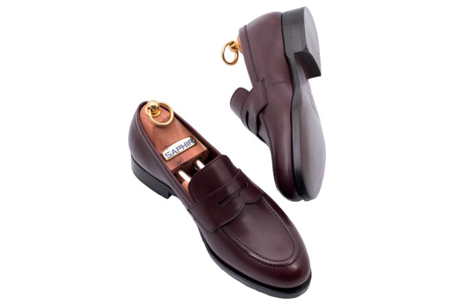 PATINE Penny Loafers 77040 F Burgundy - bordowe loafersy męskie