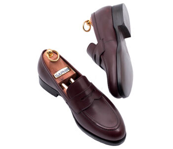 PATINE Penny Loafers 77040 F Burgundy - bordowe loafersy męskie