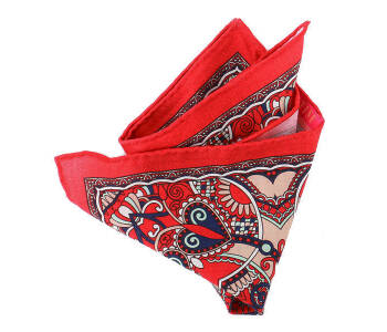 Pocket Square Wool PATHW1620_1 Red HANDROLLED - Wełniana poszetka z ręcznie rolowanymi brzegami