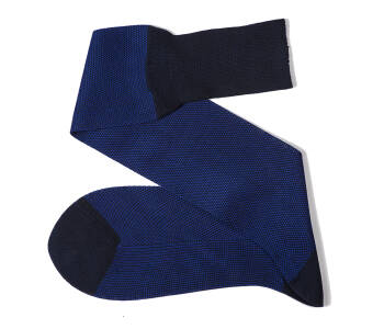 VICCEL / CELCHUK Knee Socks Birdseye Navy Blue / Royal Blue - Granatowe skarpety z niebieskimi prześwitami