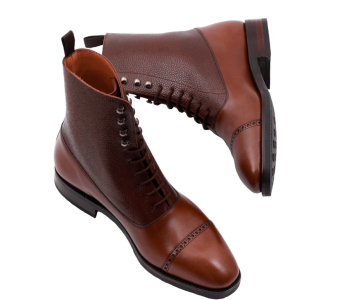 YANKO Balmoral Boots 755Y F Brown & Scotch Grain Leather - brązowe trzewiki męskie