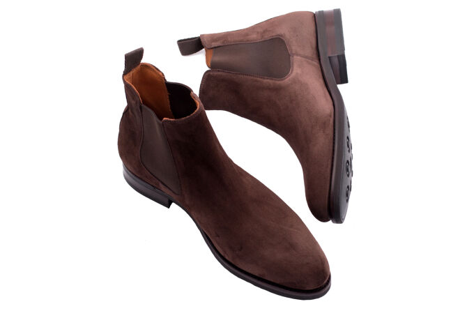 PATINE Chelsea Boots 77036V F Suede Brown - brązowe zamszowe sztyblety męskie