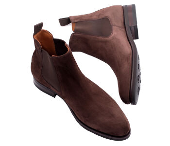 PATINE Chelsea Boots 77036V F Suede Brown - brązowe zamszowe sztyblety męskie