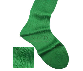 VICCEL / CELCHUK Knee Socks Diamond Textured Pistacio Green - Pistacjowe luksusowe podkolanówki z diamentową teksturą