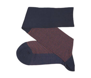 VICCEL / CELCHUK Knee Socks Fish Net Dark Navy Blue Taba - Granatowe podkolanówki z musztardowymi akcentami
