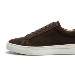 Klasyczne brązowe zamszowe sneakersy męskie, TLB MALLORCA SNEAKERS S2 Beta Plus Velour Brown OFF White - Brązowe zamszowe Sneakersy