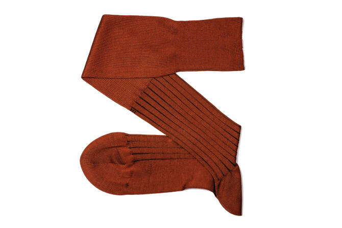 VICCEL / CELCHUK Knee Socks Shadow Stripe Taba / Brown - Tabakowe podkolanówki z brązowymi wydzieleniami